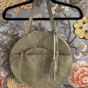 NWOT Remi/Reid Anthropologie Round Circle Bag 2 piece set taupe beige color